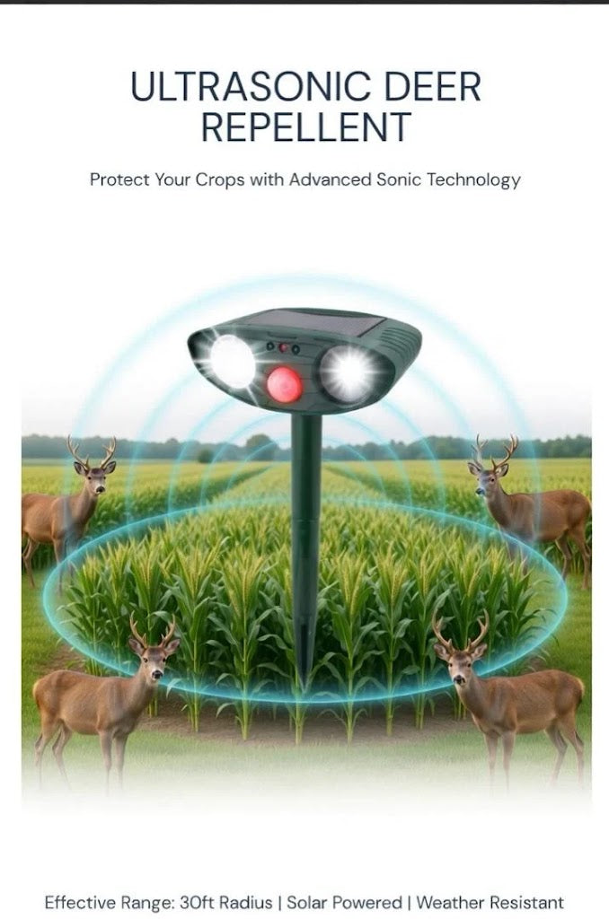Ultrasonic Solar Deer Repeller – Motion Sensor Animal Deterrent for Garden & Yard