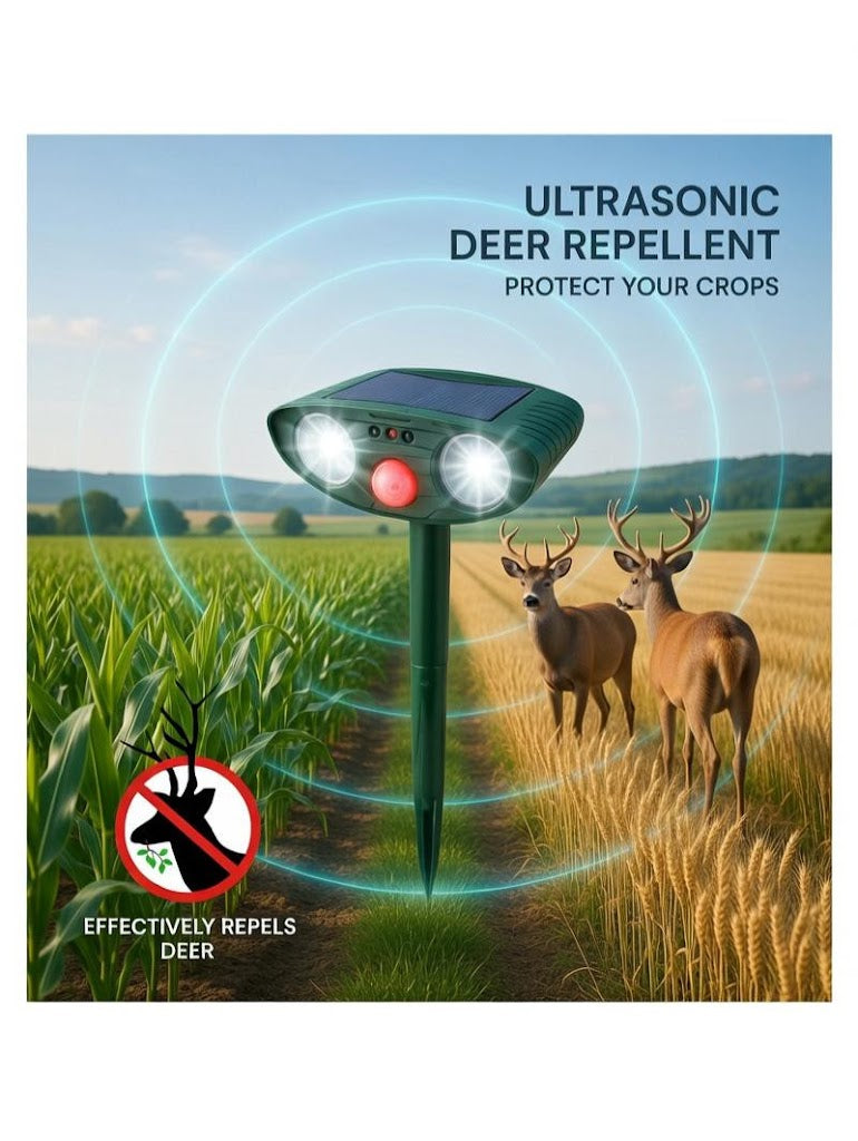 Ultrasonic Solar Deer Repeller – Motion Sensor Animal Deterrent for Garden & Yard