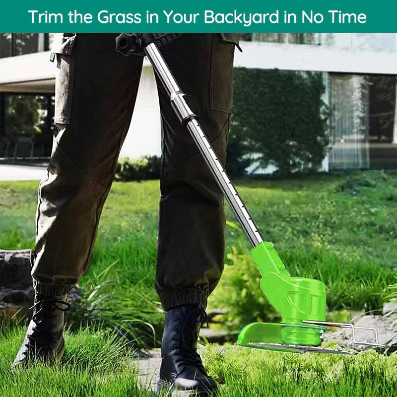 Cordless Grass Strimmer – Battery Powered Garden Trimmer with Steel Blades