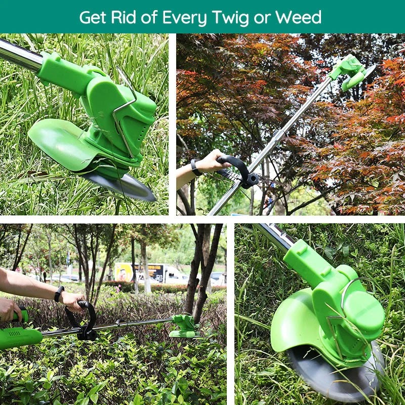 Cordless Grass Strimmer – Battery Powered Garden Trimmer with Steel Blades
