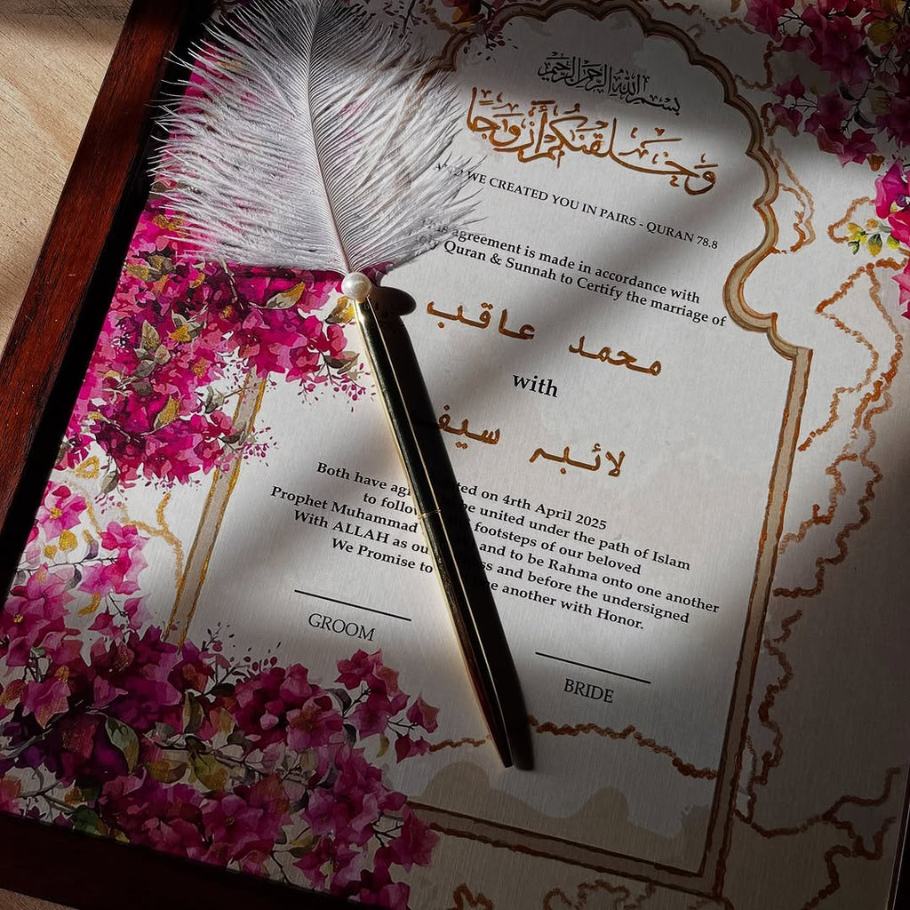 A4/A3 Luxury Nikkah Certificate, Islamic Wedding Contract/Marriage Certificate