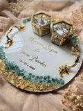 Personalized Luxury Resin Wedding Ring Tray: Nikkah/Engagement