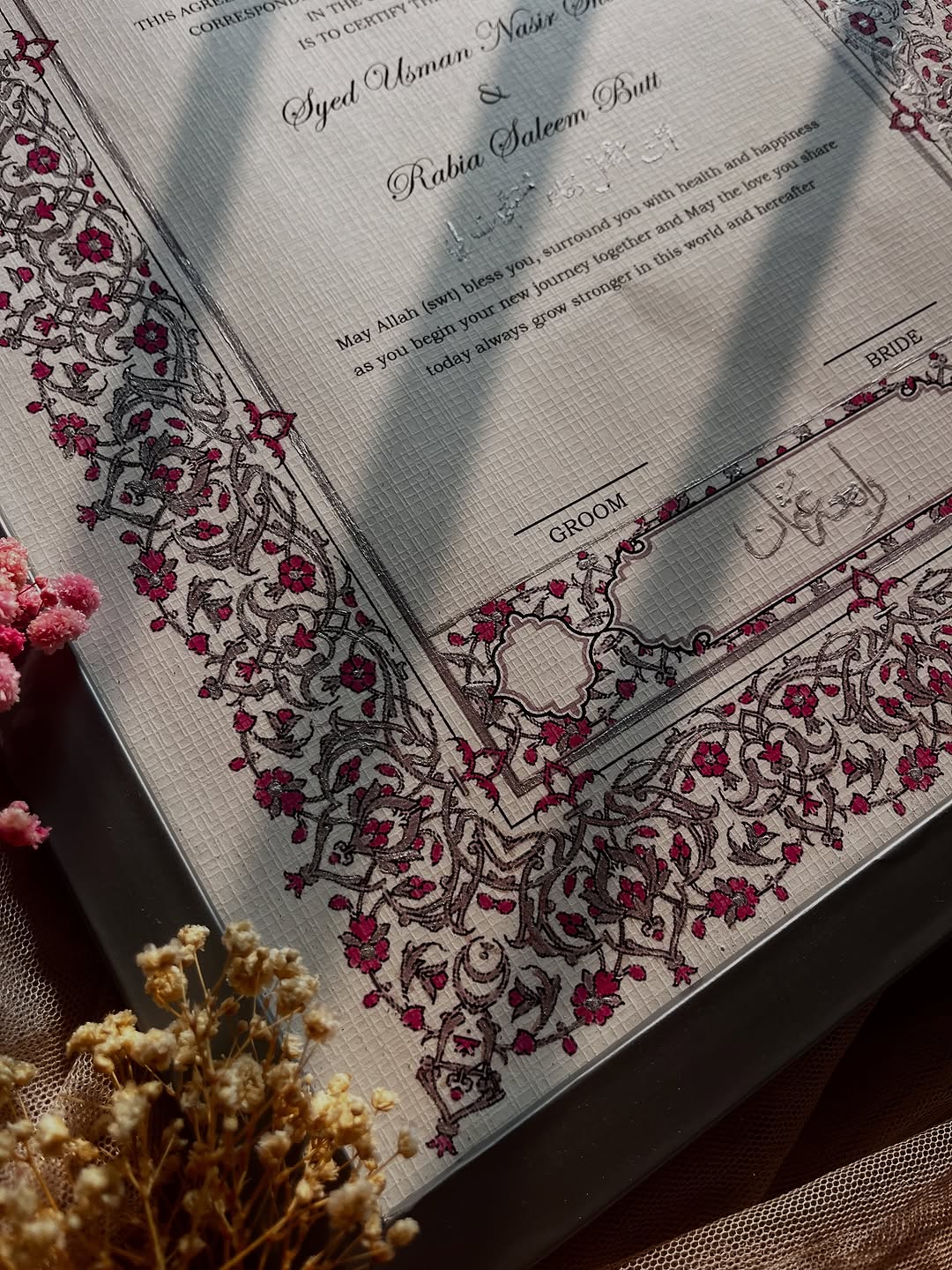 A4/A3 Luxury Nikkah Certificate, Islamic Wedding Contract/Marriage Certificate