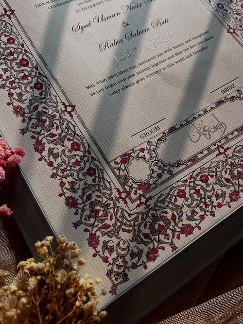 A4/A3 Luxury Nikkah Certificate, Islamic Wedding Contract/Marriage Certificate