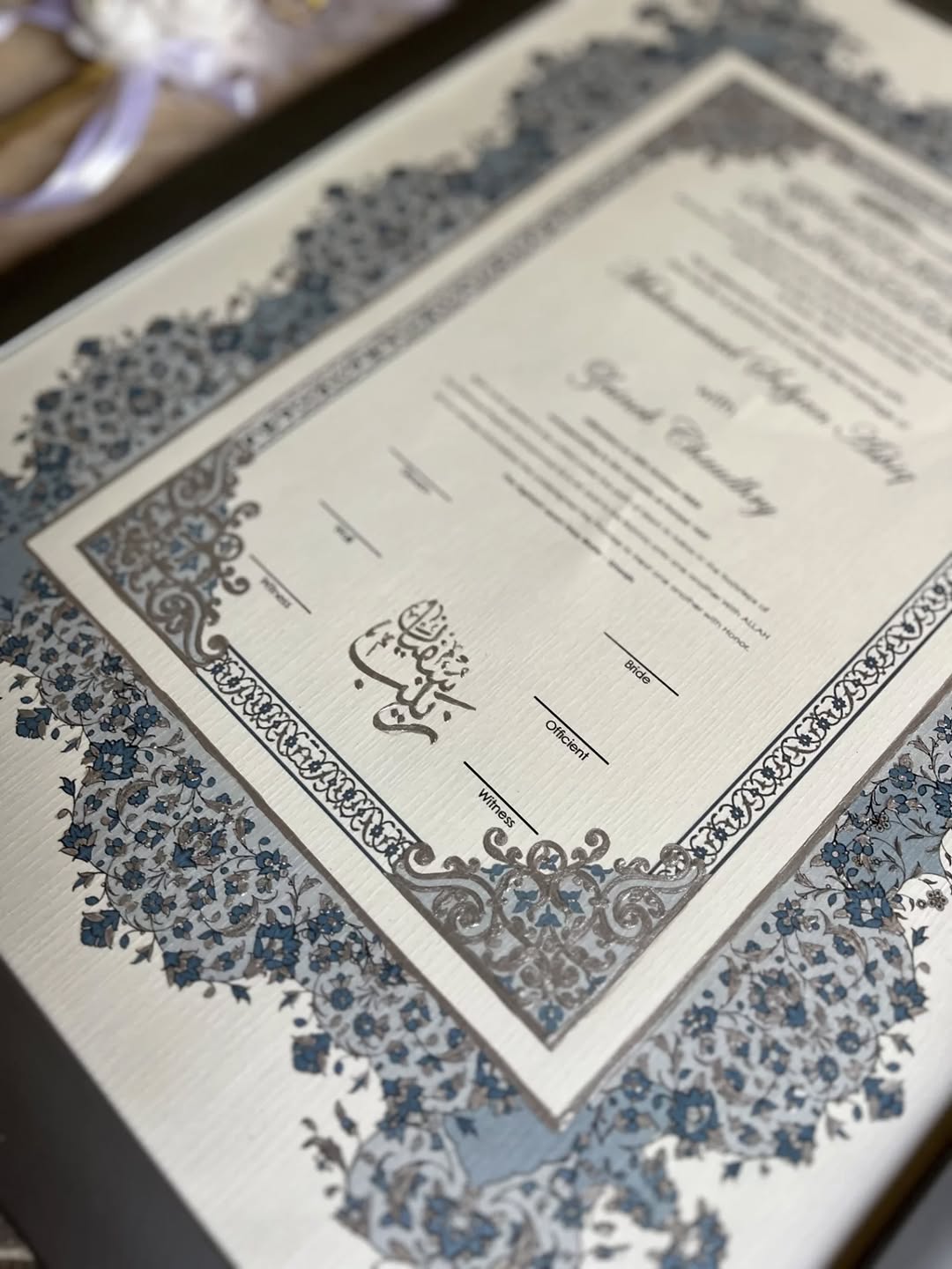 A4/A3 Luxury Nikkah Certificate, Islamic Wedding Contract/Marriage Certificate
