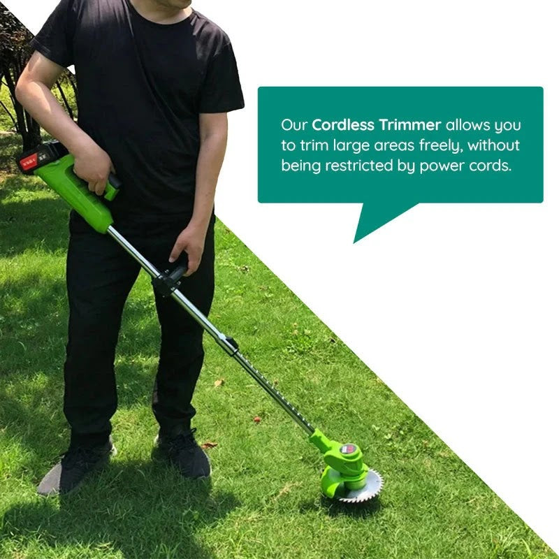 Cordless Grass Strimmer – Battery Powered Garden Trimmer with Steel Blades