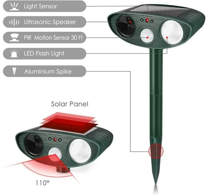 Ultrasonic Solar Deer Repeller – Motion Sensor Animal Deterrent for Garden & Yard