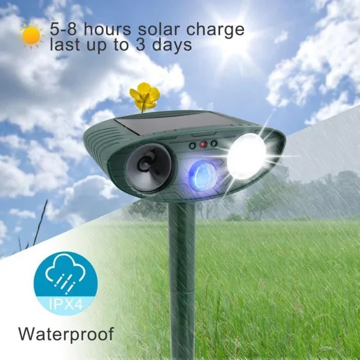 Ultrasonic Solar Deer Repeller – Motion Sensor Animal Deterrent for Garden & Yard