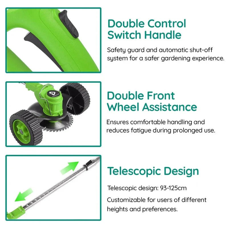 Cordless Grass Strimmer – Battery Powered Garden Trimmer with Steel Blades