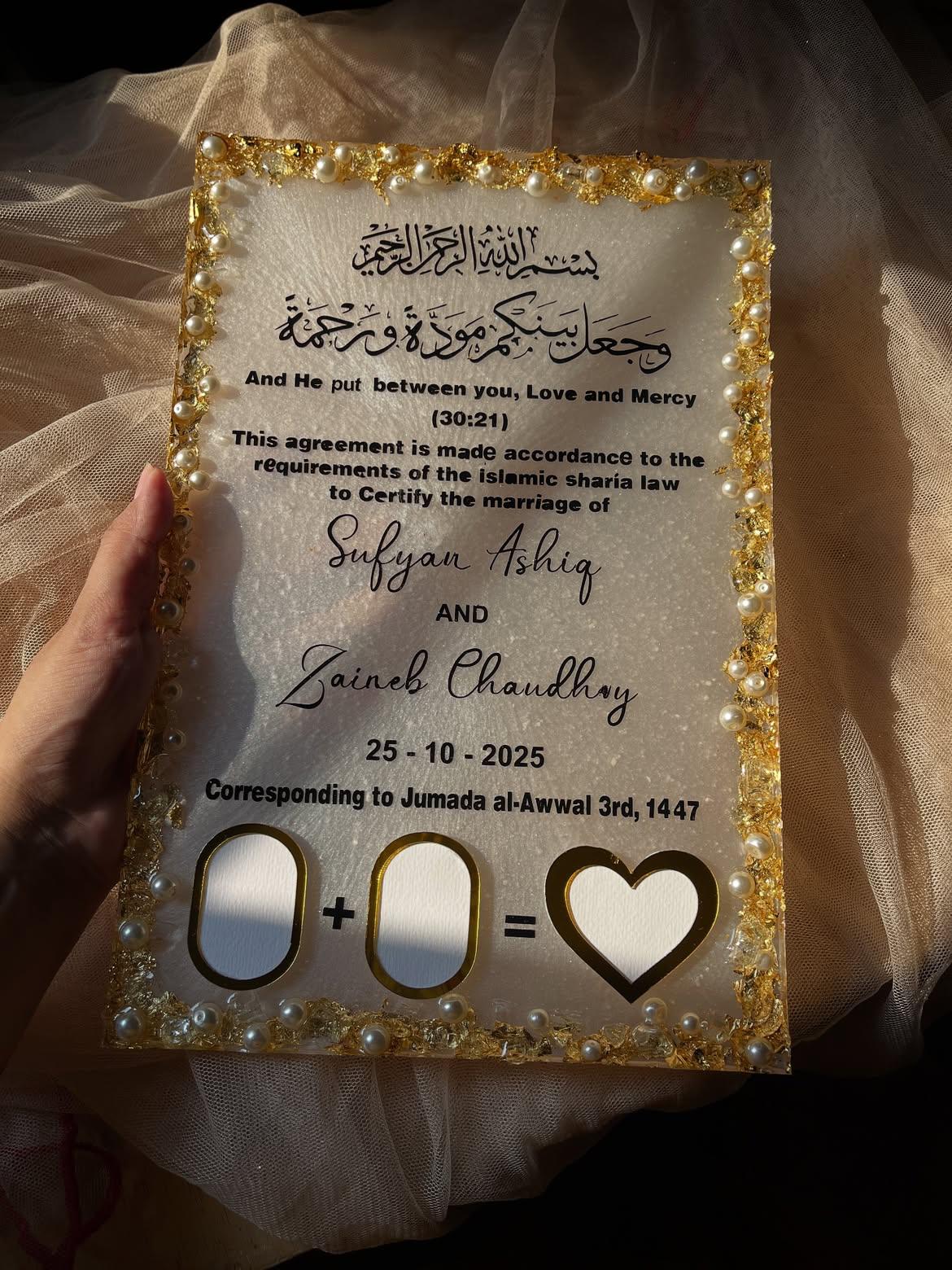 Personalized Resin Wedding Thumbprint board- Nikkah thumb-board