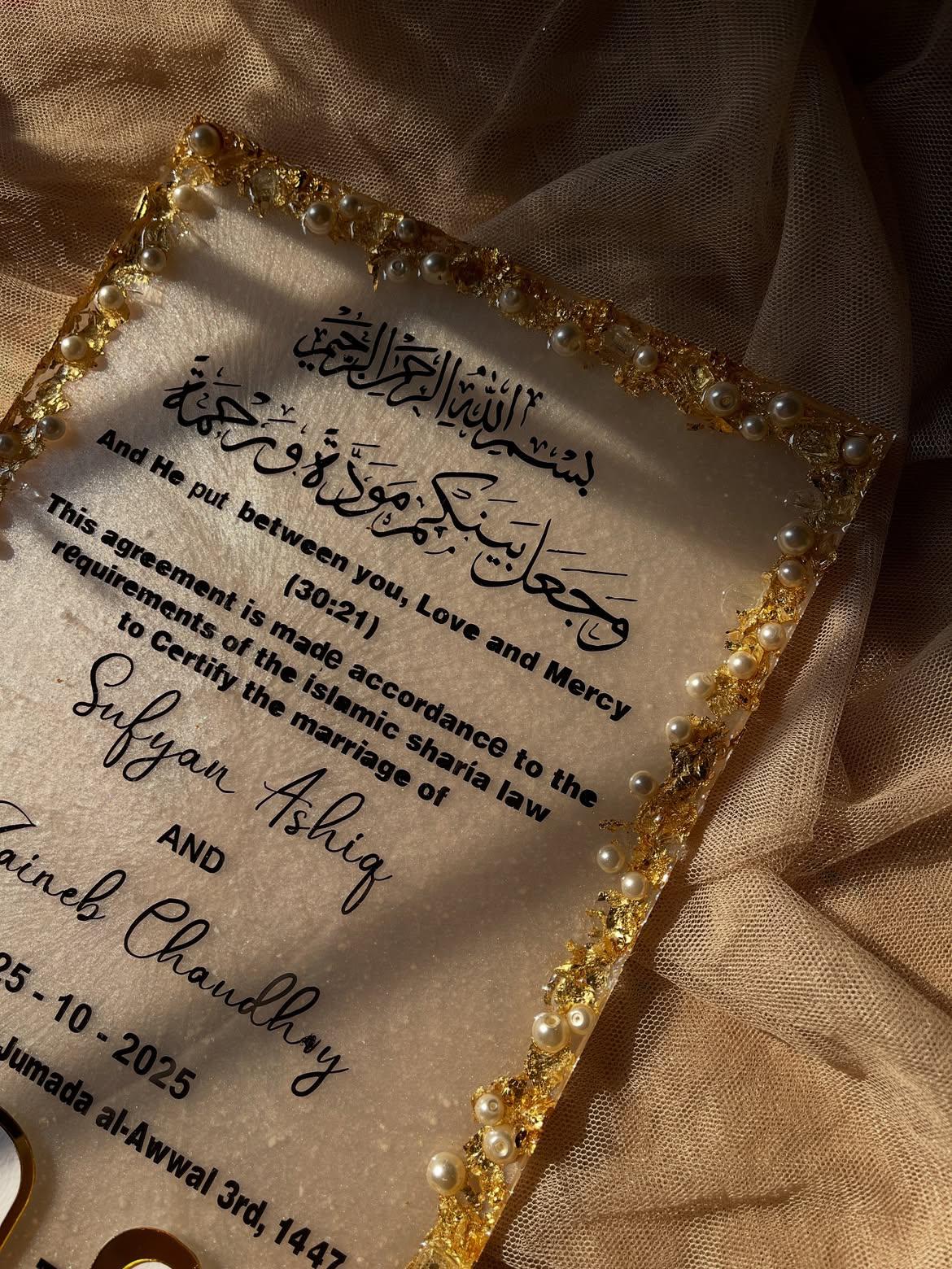 Personalized Resin Wedding Thumbprint board- Nikkah thumb-board